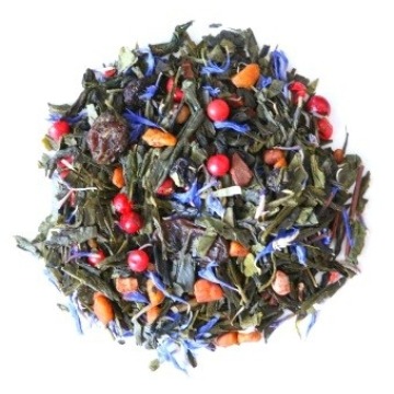 Najlepsza liściasta herbata zielona sypana JAGODOWE MARZENIE rodzynki 120g