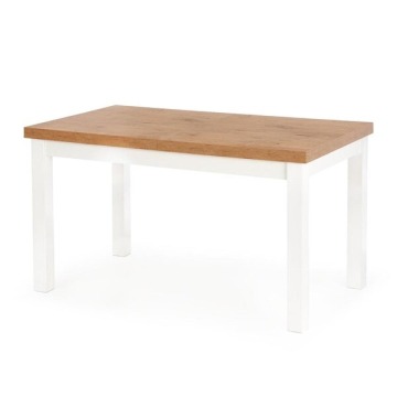 Stół rozkładany Tiago 140-220x80x76 cm, blat dąb lancelot, podstawa biała 