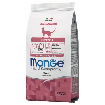 Monge Monoprotein Sterlizowany dla kotów - Opakowanie ekonomiczne: 3 x 1,5 kg