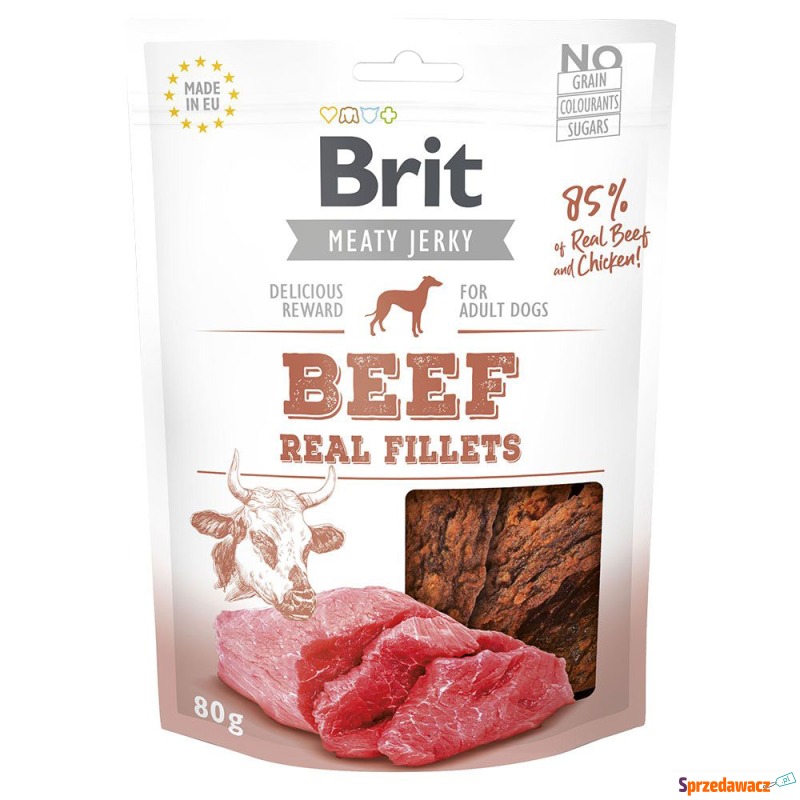 Brit Jerky, filety z wołowiną - 3 x 80 g - Przysmaki dla psów - Zielona Góra