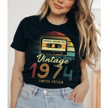 aa damska koszulka na 50 vintage 1974 kolorowe