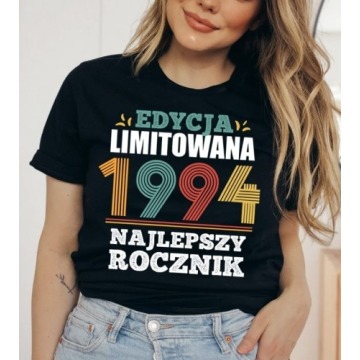 damska czarna koszulka na 30 urodziny najlepszy rocznik 1994