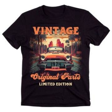 Męska czarna koszulka VINATGE 1974