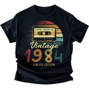 damska koszulka na 40 urodziny vintage 1984 kolorowe