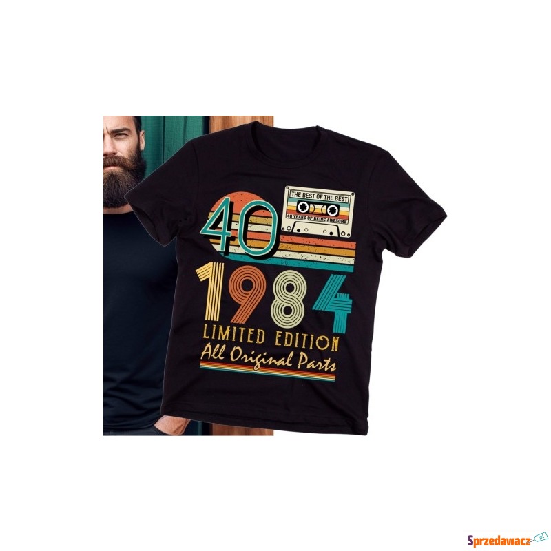 męska koszulka na 40 urodziny vintage 1984 all... - Bluzki, koszulki - Zarzeczewo