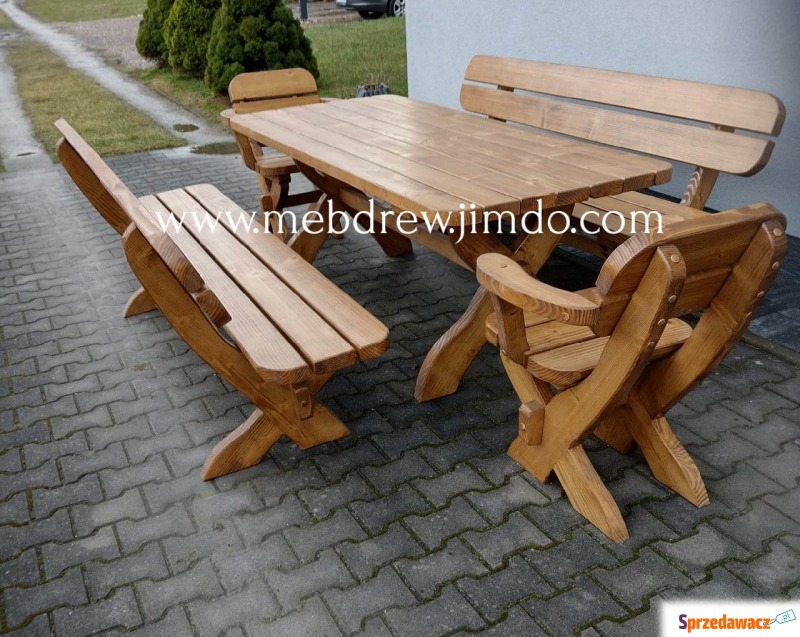 Meble drewniane ogrodowe na taras patio stół... - Stoły, ławy, stoliki - Tokarnia