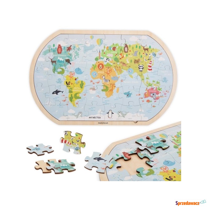 Drewniane puzzle - Mapa świata - Pozostałe zabawki - Jelenia Góra