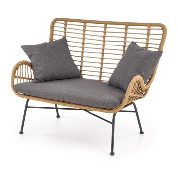 Sofa ogrodowa Ikaro XL, rattan syntetyczny, tkanina popielata