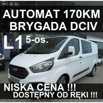 Ford Transit Custom - L1 DCIV Brygadowy 5-osob. 170KM A6 od ręki Super Cena ! 2089zł