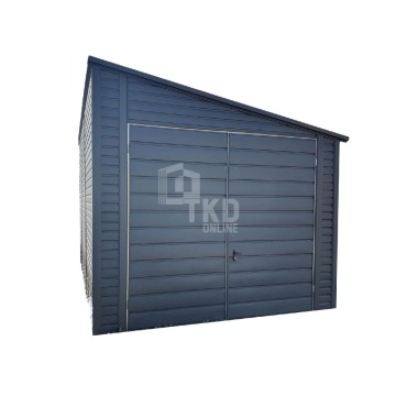 Garaż Blaszany 3,5x5 Brama - drzwi - Antracyt - dach spad w bok TKD80