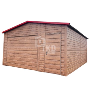 Garaż Blaszany 4,5x5 Brama - drzwi - drewnopodobny - dach dwuspadowy TKD109
