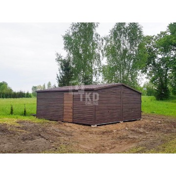 Garaż Blaszany 6x6 - 2x Brama ciemny orzech d... - Garaże i wiaty - Koszalin - zdjęcie 2
