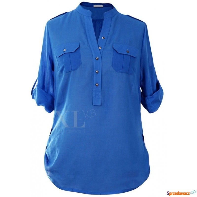 Niebieska-chabrowa bluzka wizytowa plus size -... - Bluzki, koszule - Elbląg