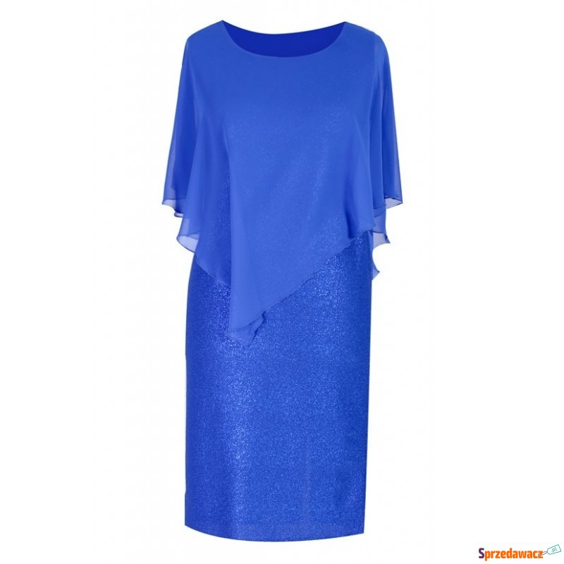 Kobaltowa sukienka z połyskiem i szyfonową na... - Sukienki - Konin