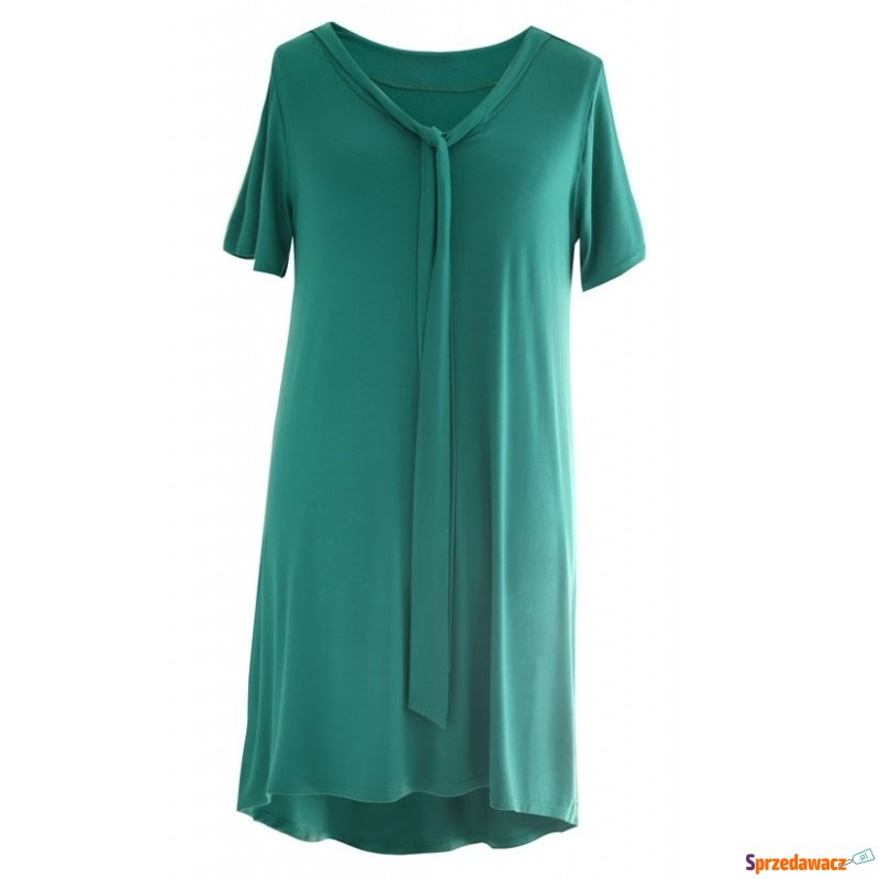 Zielona rozkloszowana sukienka z wiązaniem PATRICIA - Sukienki - Krzeszów