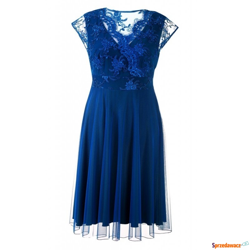 Kobaltowa wieczorowa sukienka z koronką LUCILLE - Sukienki - Dębica