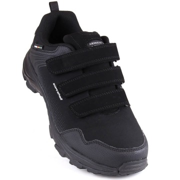 Buty sportowe trekkingowe młodzieżowe na rzepy softshell czarne American Club