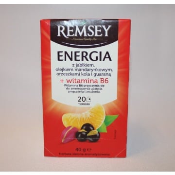 Herbata zielona Remsey Energia 20 torebek - jabłko kola mandarynka guarana
