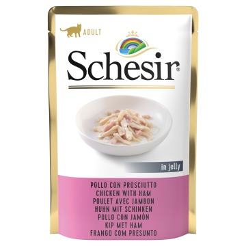 Korzystny pakiet Schesir w galarecie, saszetki, 12 x 85 g - Filet z kurczaka z szynką