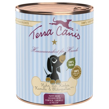 Terra Canis, karma dla szczeniąt, 6 x 800 g - Kurczak z dynią, rumiankiem i pyłkiem pszczelim