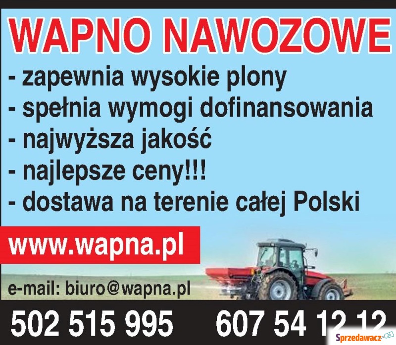 Kreda luzem Wapno nawozowe Wapna Rolnicze Morawica... - Nawozy - Płońsk