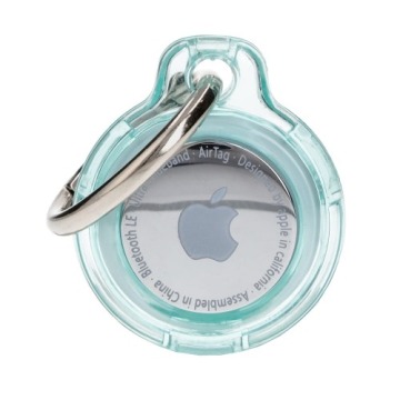 Etui Bizon Case Locator Keychain do Apple AirTag, przezroczysto-miętowe