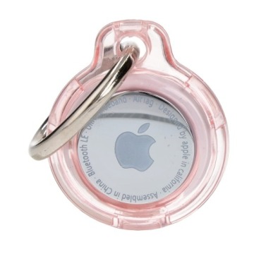 Etui Bizon Case Locator Keychain do Apple AirTag, przezroczysto-różowe