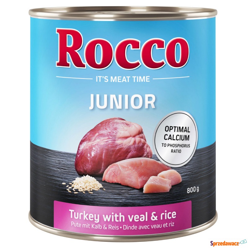 Rocco Junior, 6 x 800 g - Indyk i serca cielęce... - Karmy dla psów - Bydgoszcz
