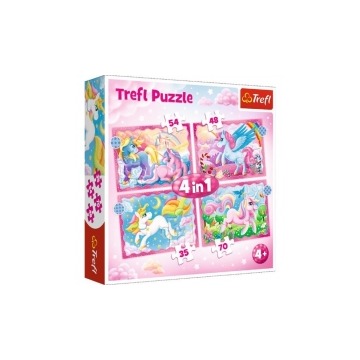  Puzzle 4w1 Jednorożce i magia Trefl