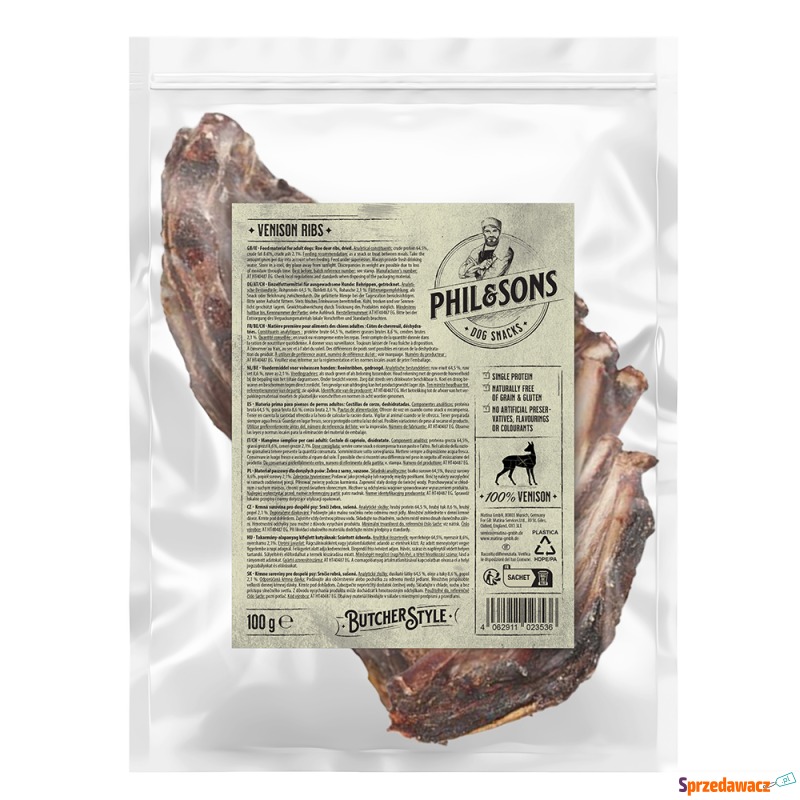 Phil & Sons, żeberka z sarny - 3 x 100 g - Przysmaki dla psów - Piotrków Trybunalski
