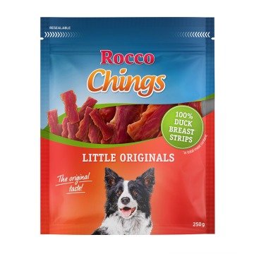 Pakiet Rocco Chings Originals mięsne paski do żucia - NOWOŚĆ: Pierś z kaczki w krótkich paskach, 12 