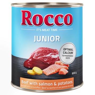 Megapakiet Rocco Junior, 24 x 800 g - Wołowina i łosoś z ziemniakami