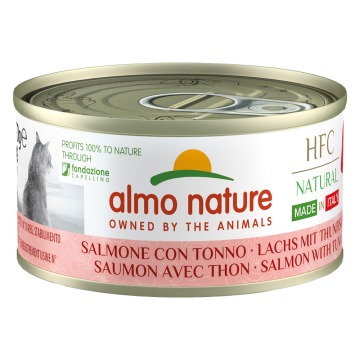 Almo Nature HFC Natural Made in Italy, 6 x 70 g - Łosoś i tuńczyk
