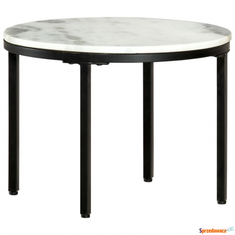 Stolik kawowy biało-czarny Ø50 cm prawdziwy marmur - Stoły, stoliki, ławy - Wyczechowo