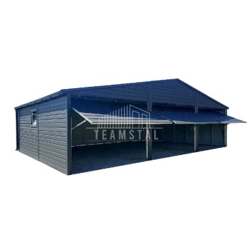 Garaż Blaszany 9m x 6m  dwuspad - 3x Brama + okno + rynny - antracyt  9x6 TS491