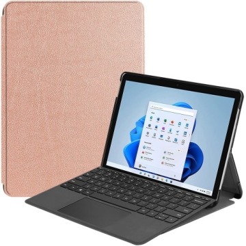 Etui Bizon Case Tab Croc do Microsoft Surface Pro 8, różowozłote