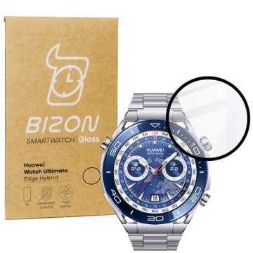 Szkło hybrydowe Bizon Glass Watch Edge Hybrid dla Huawei Watch Ultimate, czarne