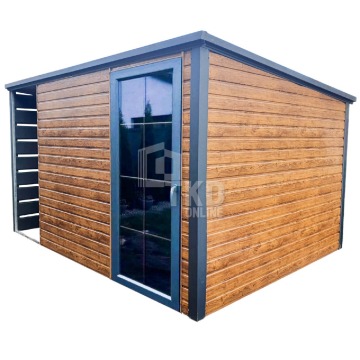 Domek ogrodowy - schowek Garaż 2,5x3 + wiata 1x3 - Otwór na drzwi TKD153