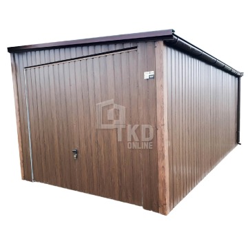 Garaż Blaszany 3,5x5 Brama uchylna drewnopodobny - Rynny  TKD154