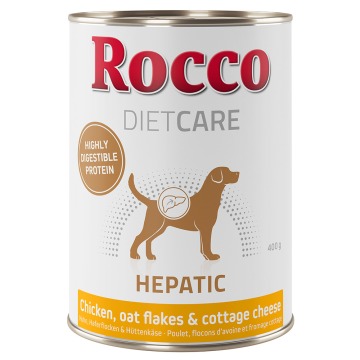 Rocco Diet Care Hepatic, kurczak z płatkami owsianymi i twarogiem  - 12 x 400 g