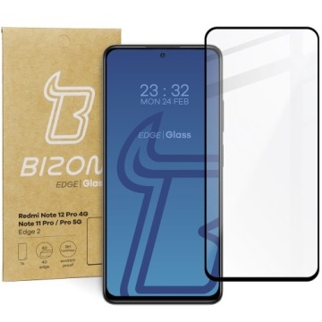 Szkło hartowane Bizon Glass Edge 2 do Xiaomi Redmi Note 12 Pro 4G/11 Pro 4G/5G, czarne