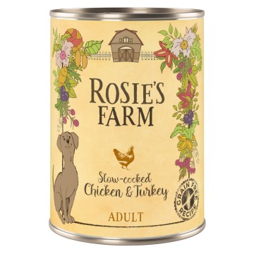 Megapakiet Rosie's Farm Adult, 24 x 400 g  - Kurczak i indyk