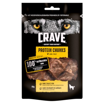 Crave Protein Chunks, wysokobiałkowy przysmak dla psa - Kurczak, 6 x 55 g