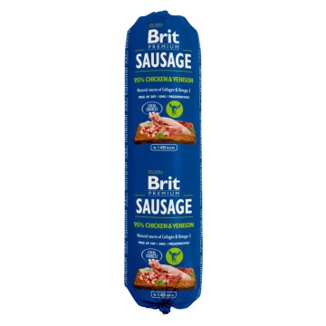 Brit Premium Sausage, 12 x 800 g - Kurczak z dziczyzną