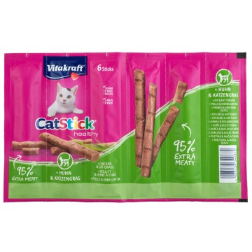 Vitakraft Cat Stick - Healthy, Kurczak i trawa dla kota, 6 x 6 g