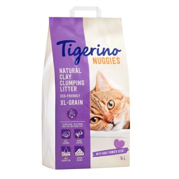 Tigerino Nuggies XL Grain, żwirek dla kota - zapach pudru dla dzieci - 2 x 14 l