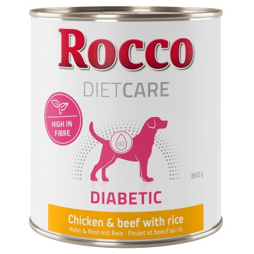 Rocco Diet Care Diabetic, kurczak z wołowiną i ryżem - 24 x 800 g