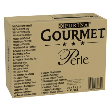 Megapakiet Gourmet Perle, w sosie, 96 x 85 g - Rybny Mix w sosie