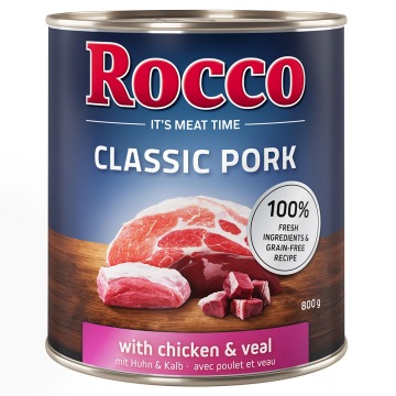 Megapakiet Rocco Classic Pork, 24 x 800 g - Kurczak i cielęcina