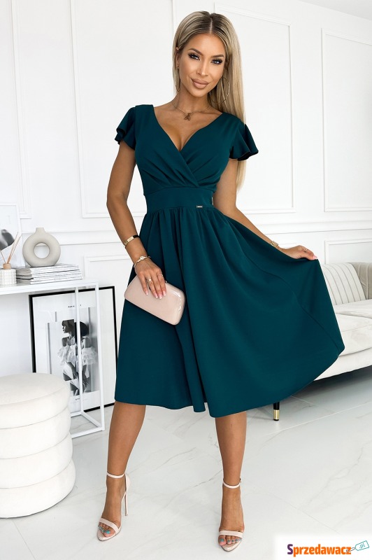 Zielona rozkloszowana sukienka lekko elastyczna - Sukienki - Lublin